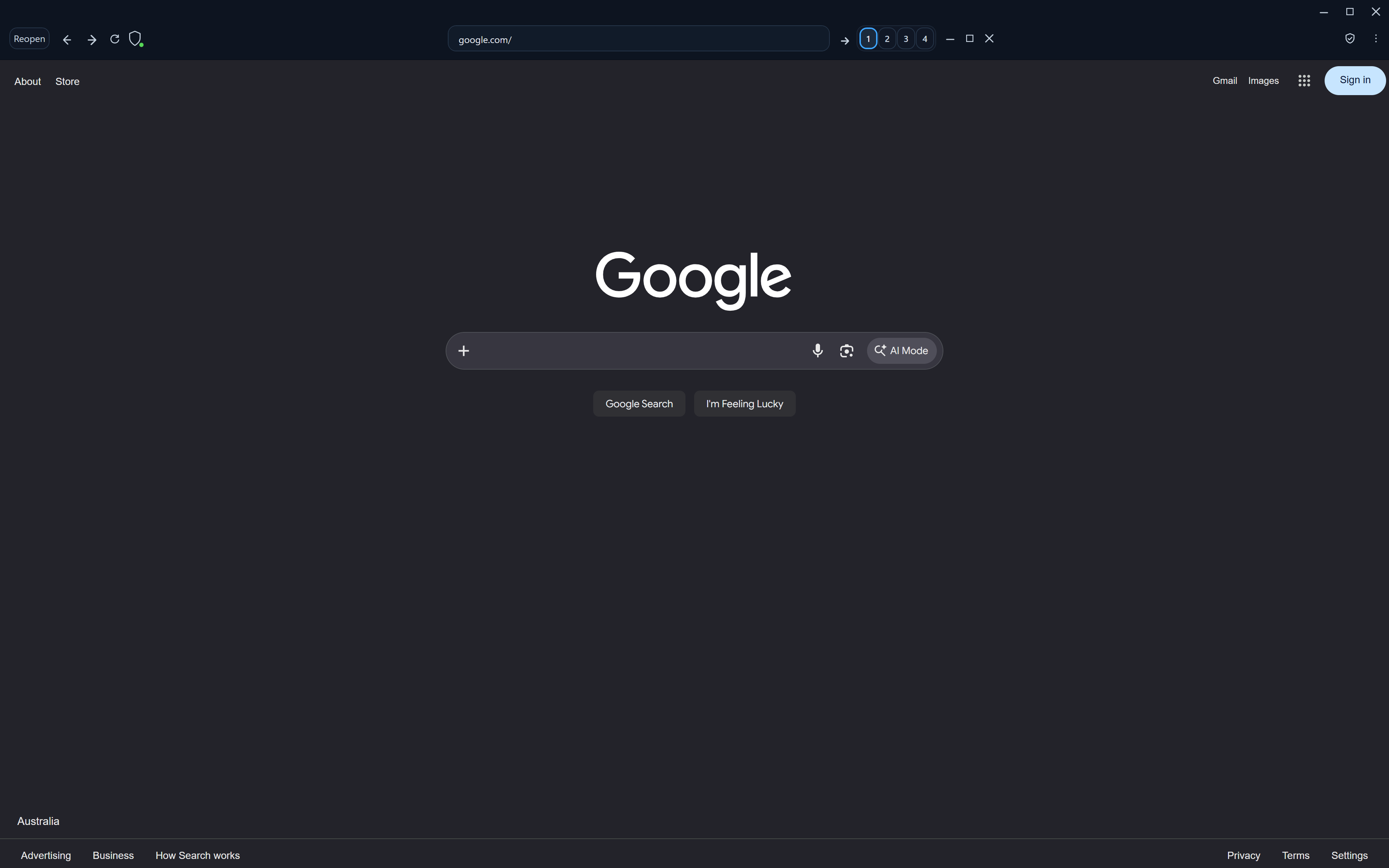 Web Privacy Pro home browser workspace in dark theme